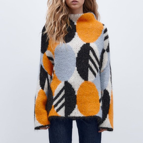 Zara Multicolored Jacquard Knit Sweater - Picture 7 of 13